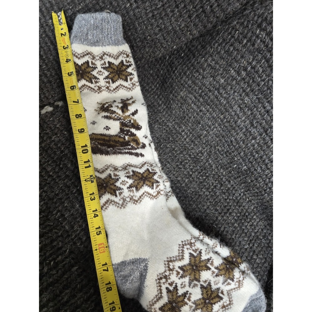 Handmade 100% Goat Down Fluff Nordic Reindeer Winter Socks Warm Long Stockings